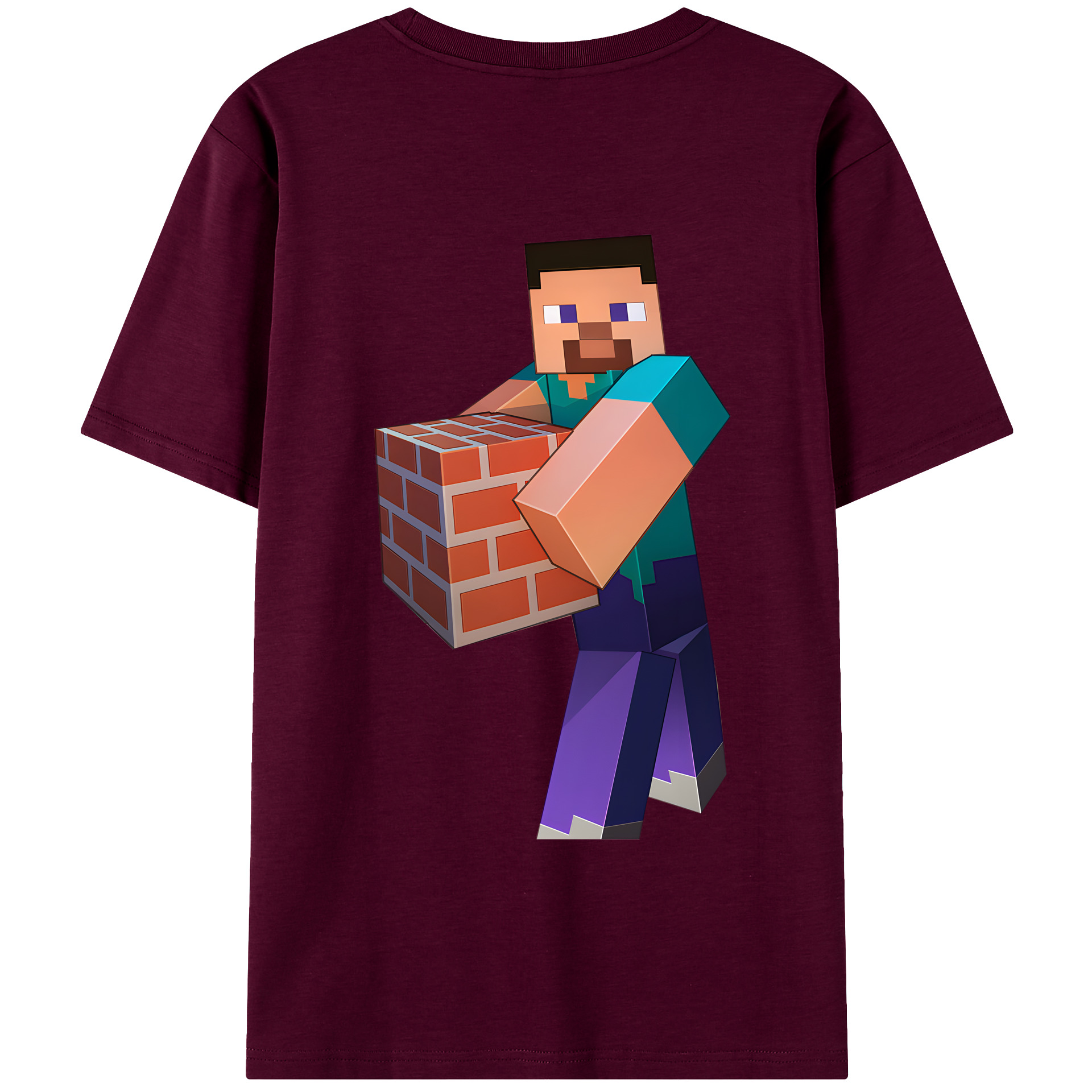 （画像用） マインクラフト ブロックの世界 Minecraft MC Block world レディース半袖Tシャツ(バックプリント)